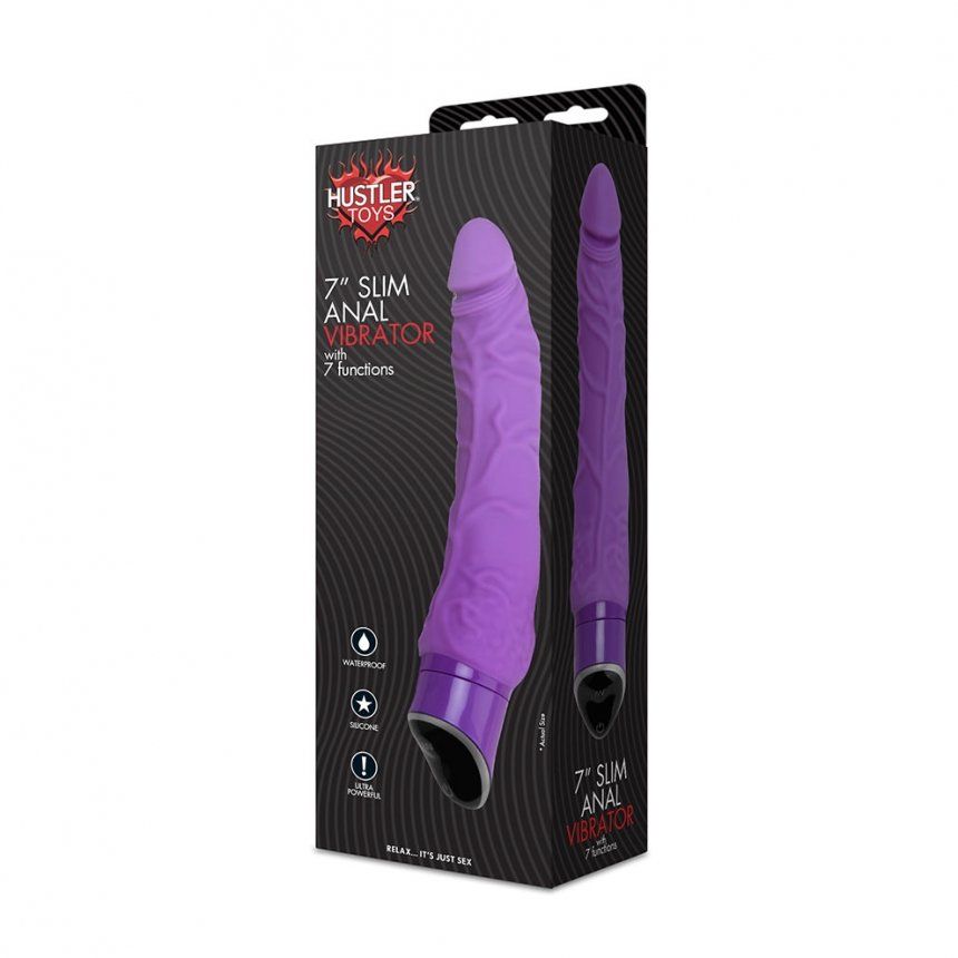 Explore the unique, exciting pleasure of anal stimulation wi... Hustler - 7″ Slim Anal Vibrator With 7 Functions - Purple photo-3