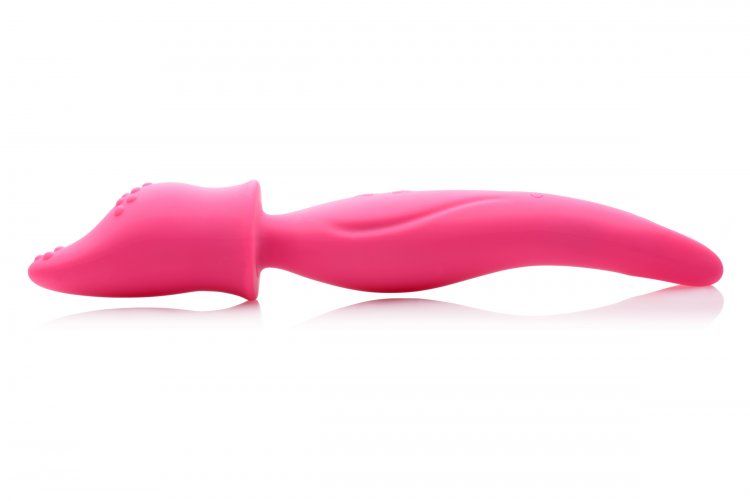 This rechargeable massager was designed with the contours of... Wand Essentials - Dual Diva 2 in 1 Silicone Massager - Pink photo-2