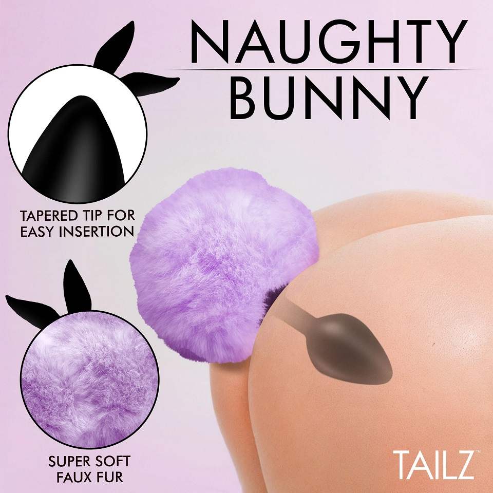 Tailz - Fluffy Bunny Tail Plug - Purple 照片-3