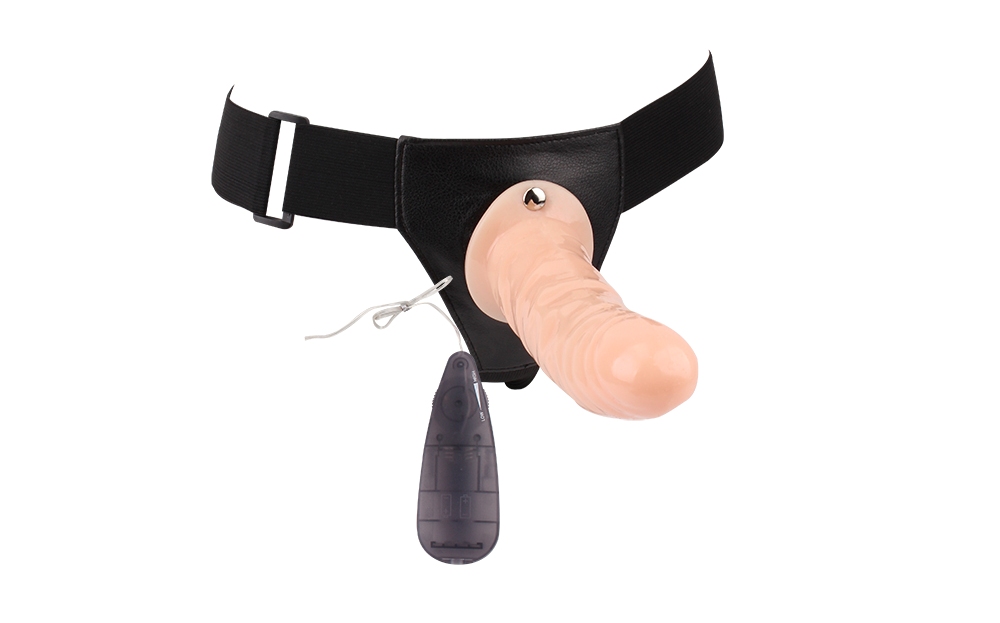 Hollow Dildo, Fully Adjustable Elastic Straps, Multi-speed V... Chisa - Basic Vibrating Strap-On - Flesh photo-3