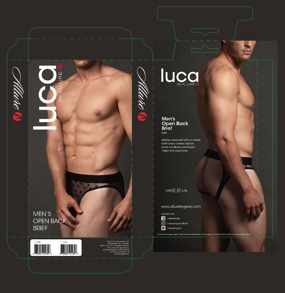 A sheer jock with an all-star motif. Elastic waistband, elas... Allure - Star Open Back Brief - Black - S/M photo-3