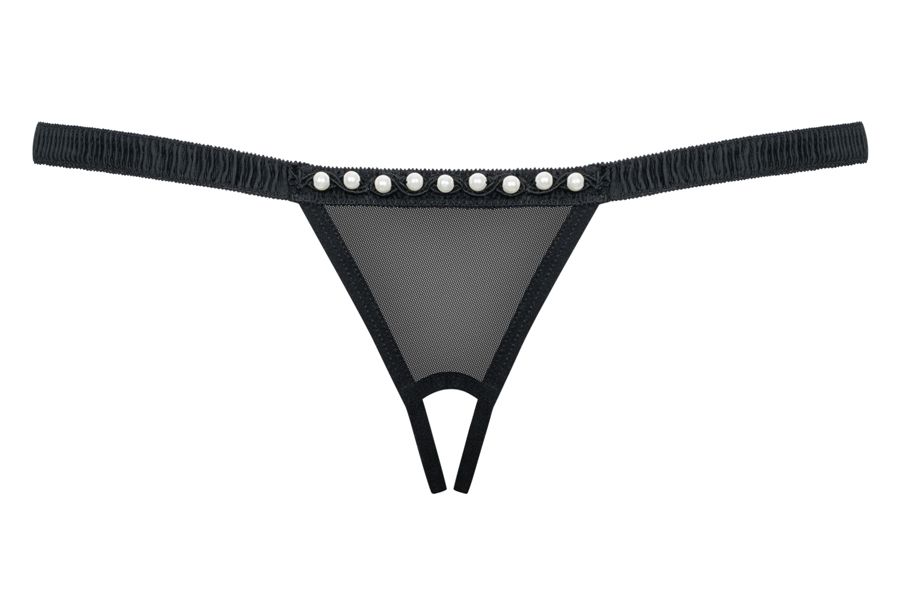 So tiny but so hot! This amazing thong with really naughty d... Obsessive - 812-THC-1 Crotchless Thong - Black - S/M photo-8