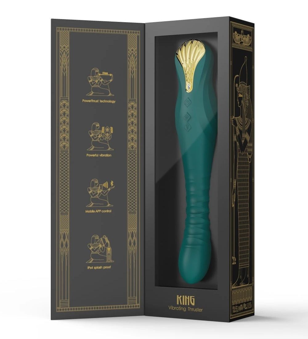 KING applies ZALO's breakthrough PowerThrust technology, org... Zalo - King APP Thrusting Vibrator - Turquoise Green photo-15