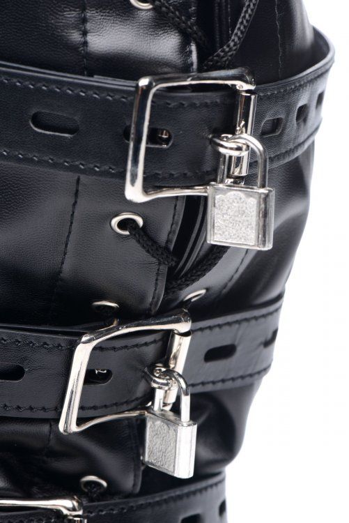 Strict - Bondage Hood with Penis Gag - Black photo-7