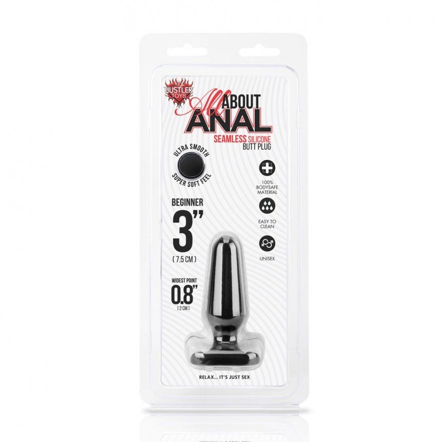 The All About Anal line brings you the 3” Seamless Silicone ... Hustler - Seamless Silicone Butt Plug 3'' - Black photo-3