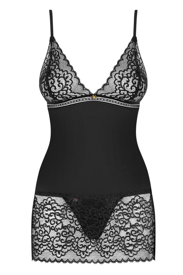 Home date with your love? It's gonna be really amazing! ... Obsessive - Ailay Chemise & Thong - Black - L/XL photo-7