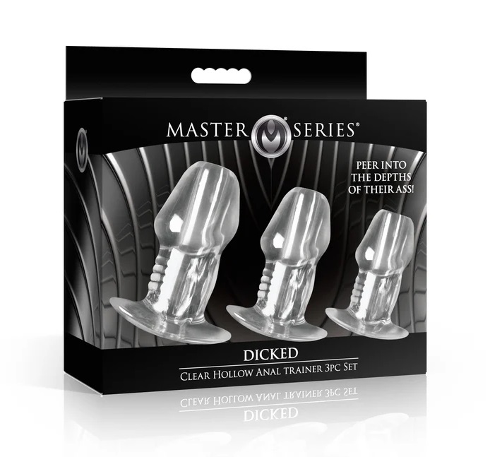 Master Series - Dicked 陰莖造型空心後庭塞 3件套裝 - 透明 照片-9
