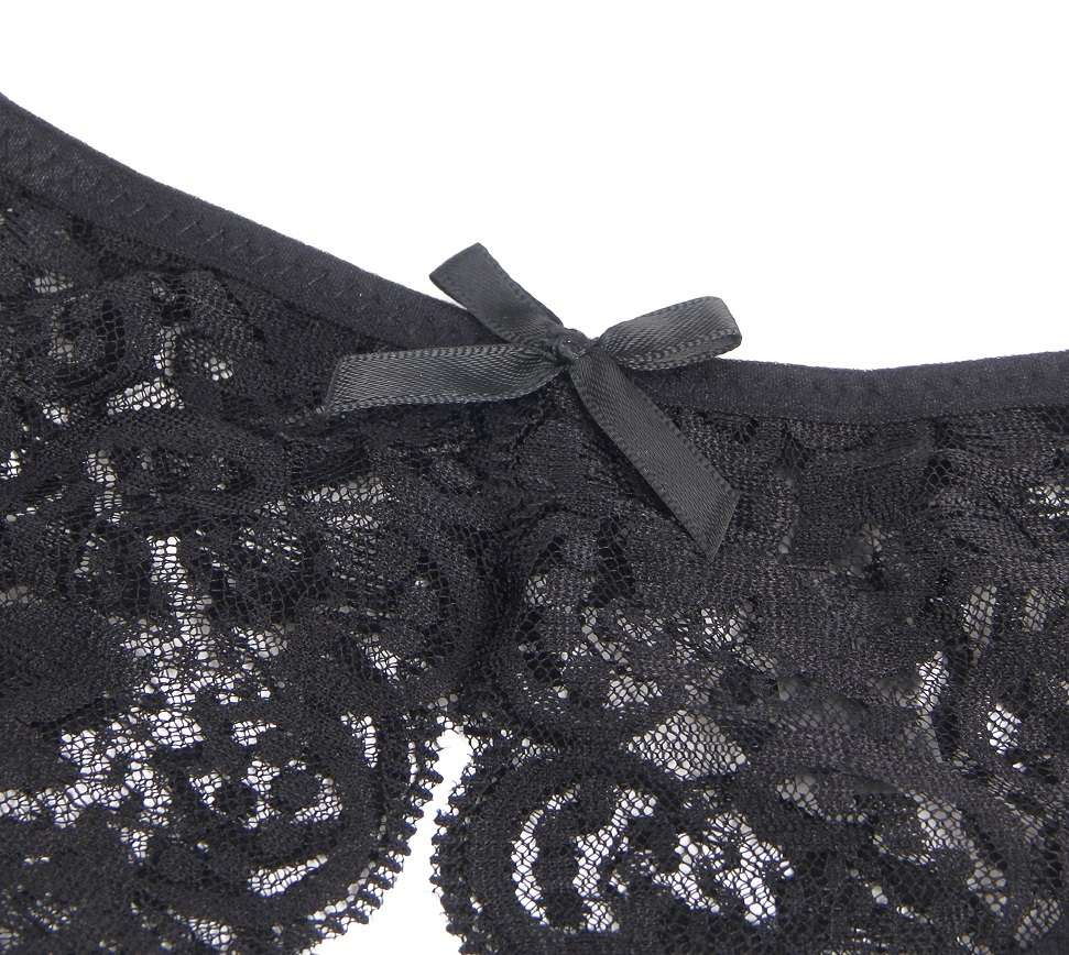 Sexy open crotch lace panty with cute bow
Material &nb... Ohyeah - Crotchless Lace Panty - Black - XL photo-10