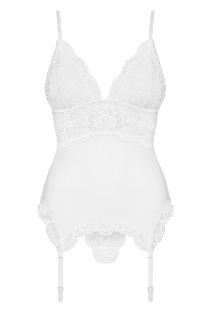 Plans for tonight? This corset will be your naughty inspirat... Obsessive - 810-COR Corset & Thong - White - S/M photo-5