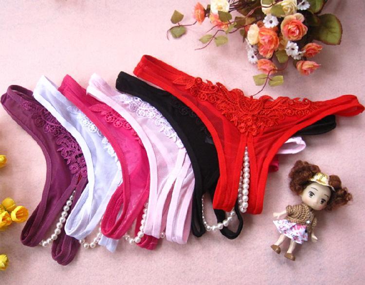 SB - 開襠內褲連珍珠 T135 - 白色 照片-12