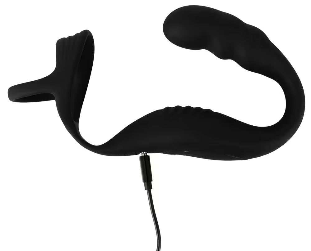 Rebel - Cock Ring w Prostate Plug - Black photo-14