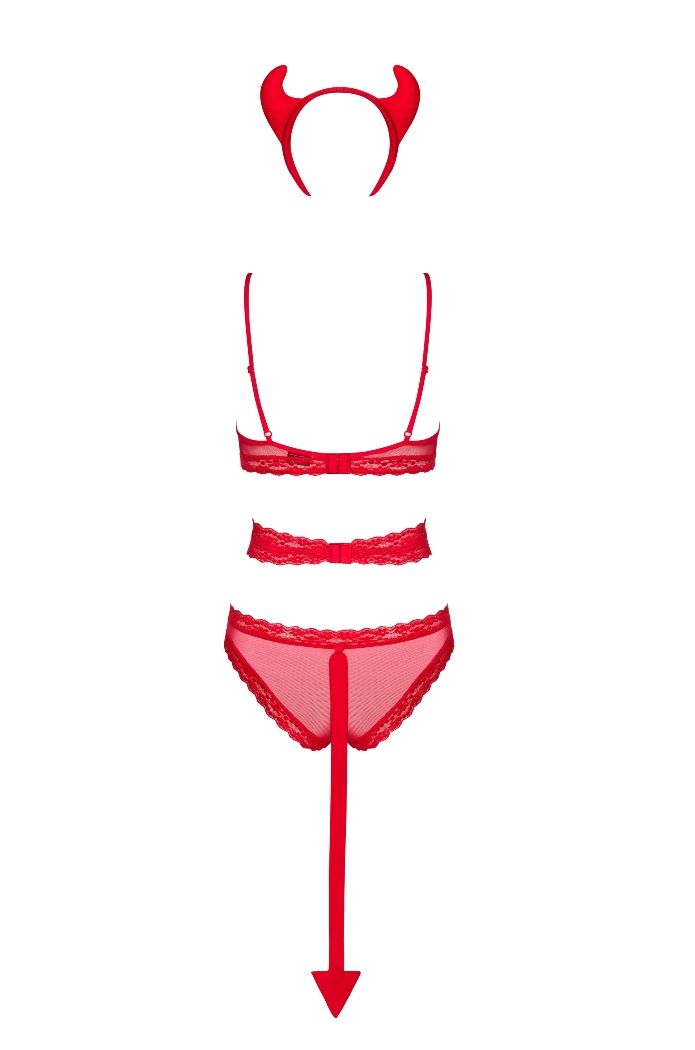 Wear your horns and… show your devilish side! Feel the naugh... Obsessive - Infernita 3 pcs costume - Red - L/XL photo-7