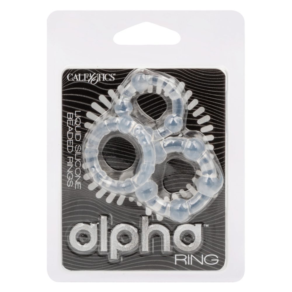 Elevate your pleasure with the Alpha Liquid Silicone Beaded ... CEN - Alpha Beaded Rings 3pcs Set - Liquid Clear photo-4