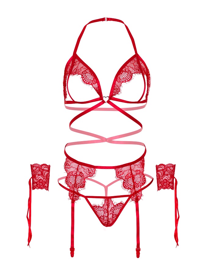 Let your inner bad girl out to play with this ultra hot ling... Leg Avenue - Beyond Bliss Set - Red photo-7
