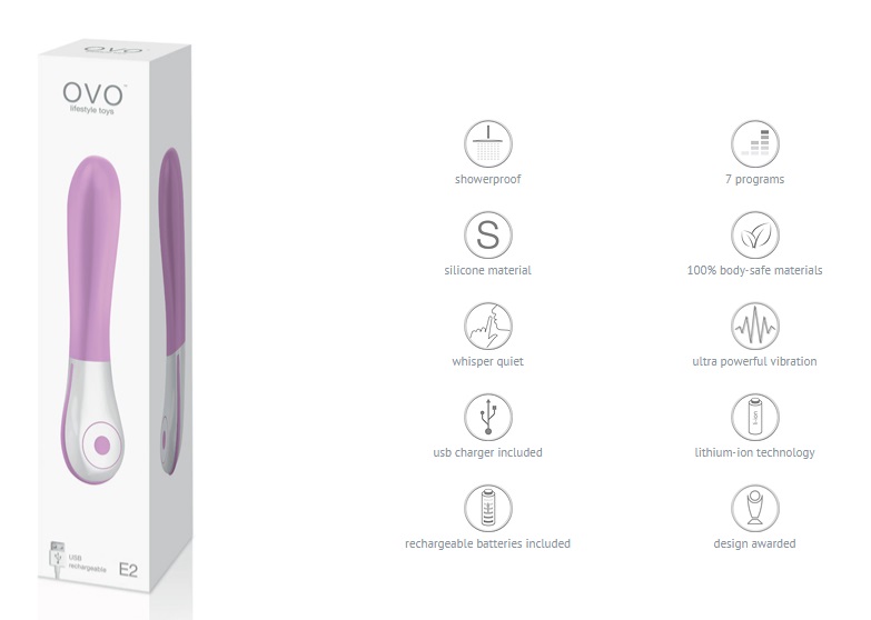 The USB-rechargeable, lithium-ion powered E2 vibrator from O... Ovo - E2 Rechargeable Vibrator - Pink photo-5