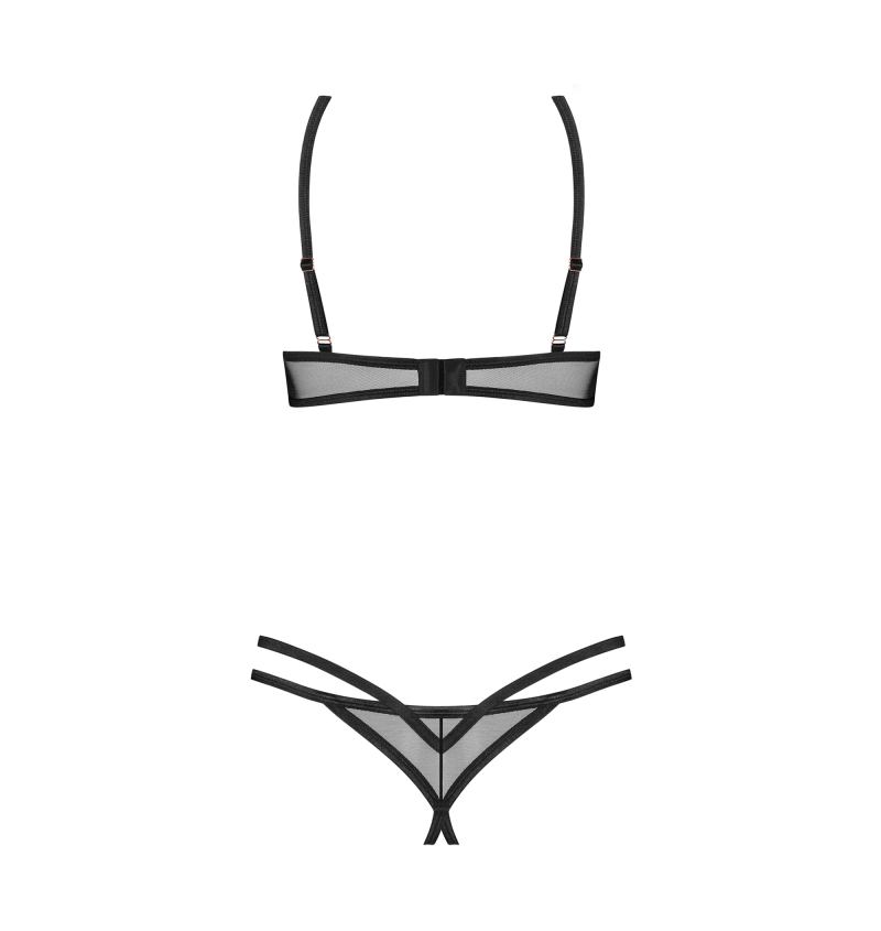 Obsessive - Euridia Crotchless 2pcs Set - Black - M/L 照片-5