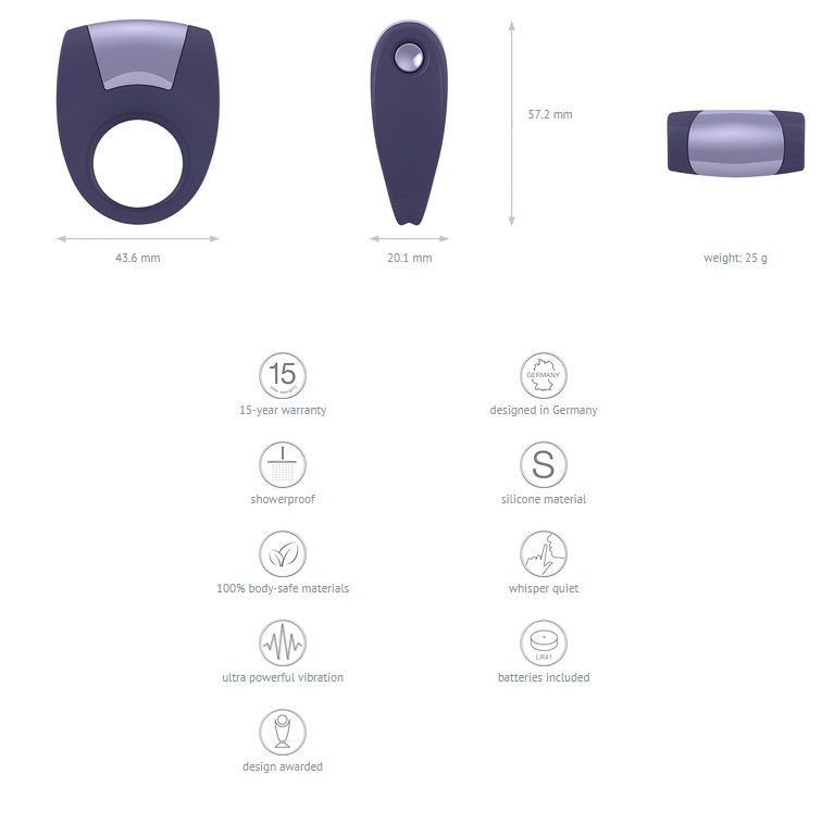 Vibrating ring by OVO.
Color with very pale purple shad... Ovo - B8 Vibrating Ring - White photo-5