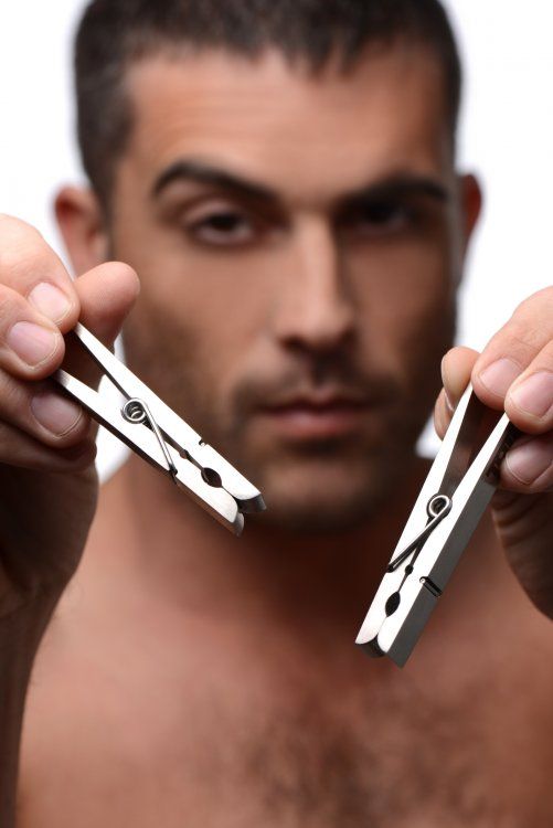 While the clothespin has been a common household BDSM toy si... TOF - Metal Pin Nipple Clamps photo-3
