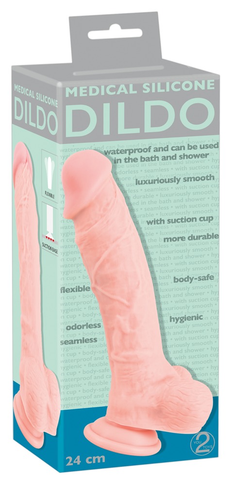 The exciting, realistic Medical Silicone Dildo has large gla... Medical Silicone - Dildo w Balls 24cm photo-8