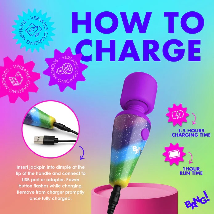 Elevate your self-love sessions with our high-performance vi... Bang! - Rainbow Mini Wand Vibrator photo-7