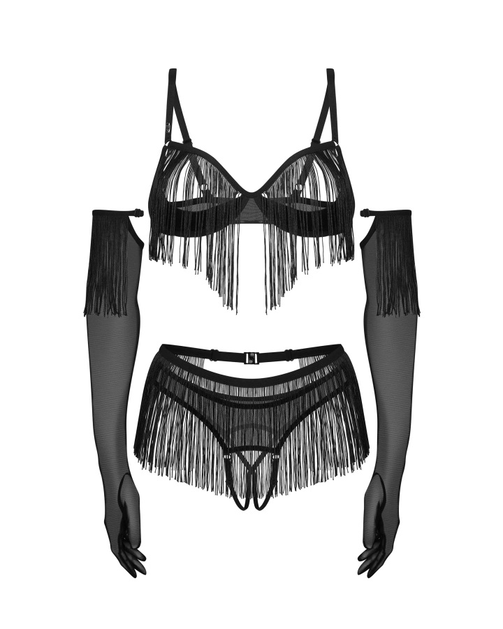 Obsessive - Rossay Crotchless 4 pcs Set - Black - S/M 照片
