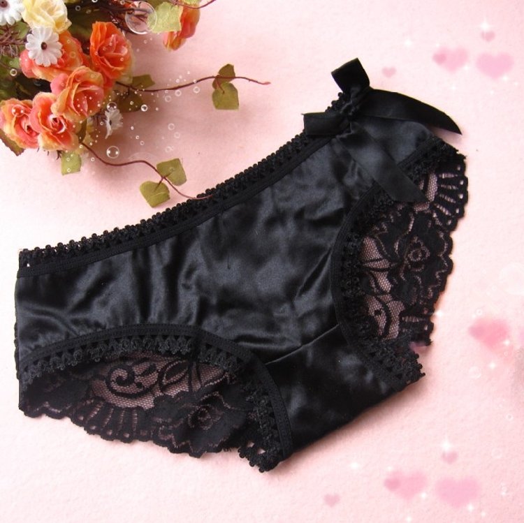 The front is made of noble shiny silk; the romantic lace pat... SB - Panties T169 - Black photo-6