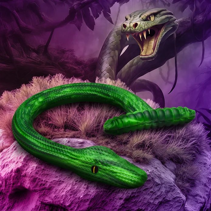 Discover untamed pleasure with the Slither Silicone Dildo! T... Creature Cocks - Slither Hose Dildo - Green photo-3