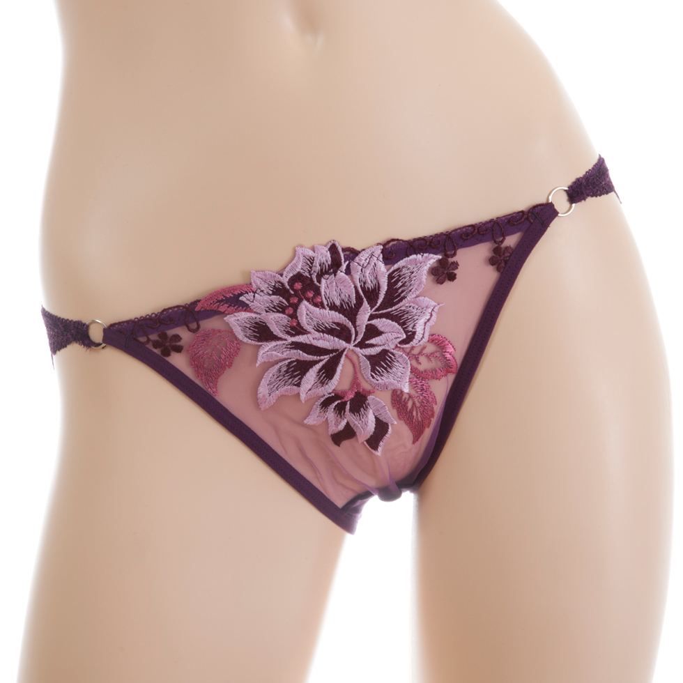 Full back shorts to enjoy the strange of sheer, moist and ad... Costume Garden - GB-349 Graceful Flower Panties - Purple photo-4