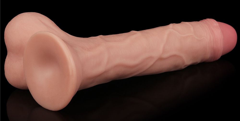 Made with realistic dual-layer sliding-skin material for Iif... Lovetoy - 9.5" Sliding Skin Dual Layer Dildo - Flesh photo-15