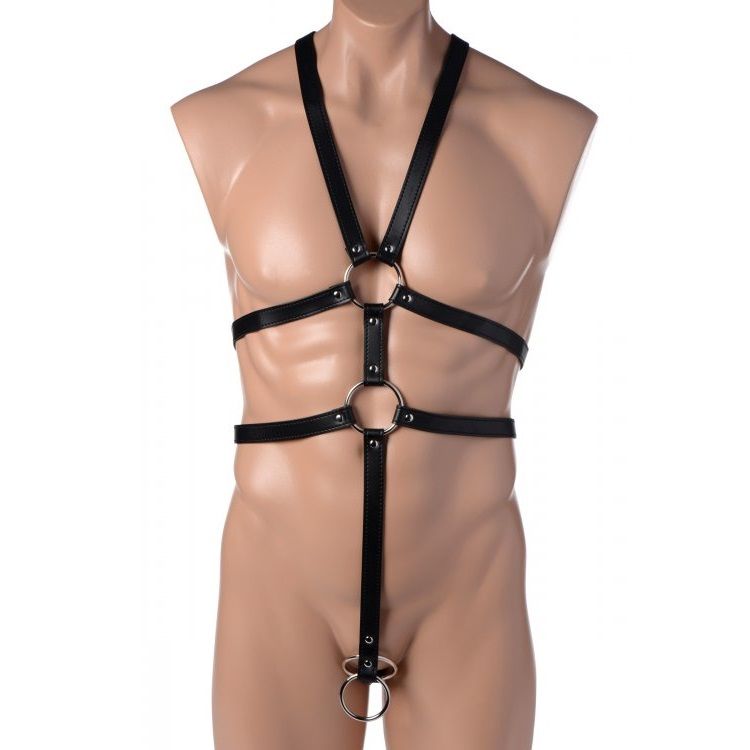 Strict - 男仕专用拘束衣连持久环 - 黑色 照片