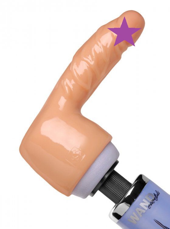 Slip this perfectly sized dildo attachment over the head of ... Wand Essentials - Dildo Delight Realistic Penis Wand Attachment - Flesh photo-2