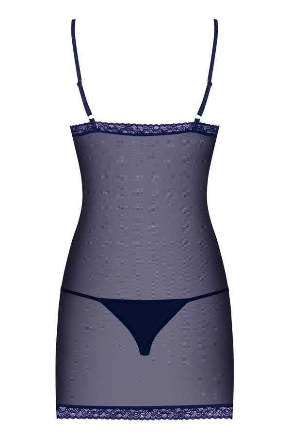 There’s a delicious evening ahead of you! How does it feel? ... Obsessive - Suella Chemise & Thong - Navy Blue - S/M photo-8