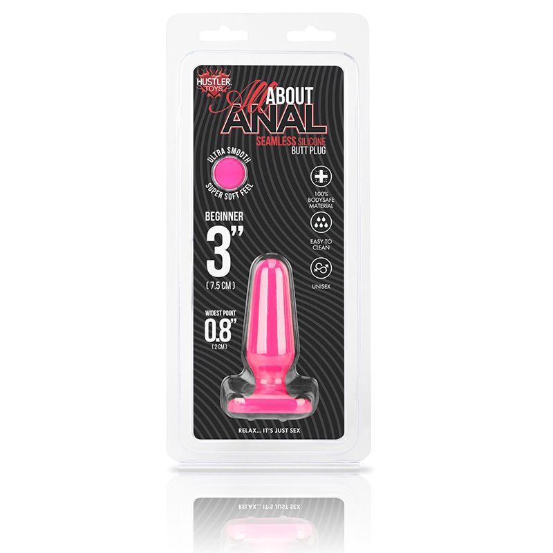 The All About Anal line brings you the 3” Seamless Silicone ... Hustler - Seamless Silicone Butt Plug 3'' - Hot Pink photo-3