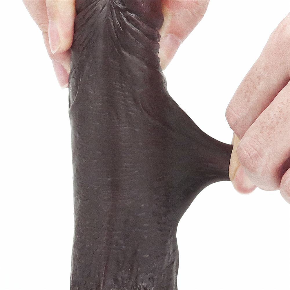 Made with realistic dual-layer sliding-skin material for Iif... Lovetoy - 7" Sliding Skin Dual Layer Dong - Black photo-10