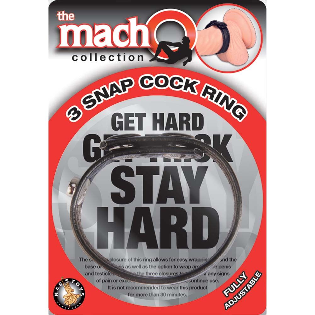 Macho 3 Snap Faux Leather Cock Ring is made to suit every ma... Nasstoys - 3 Snap Cock Ring photo-2