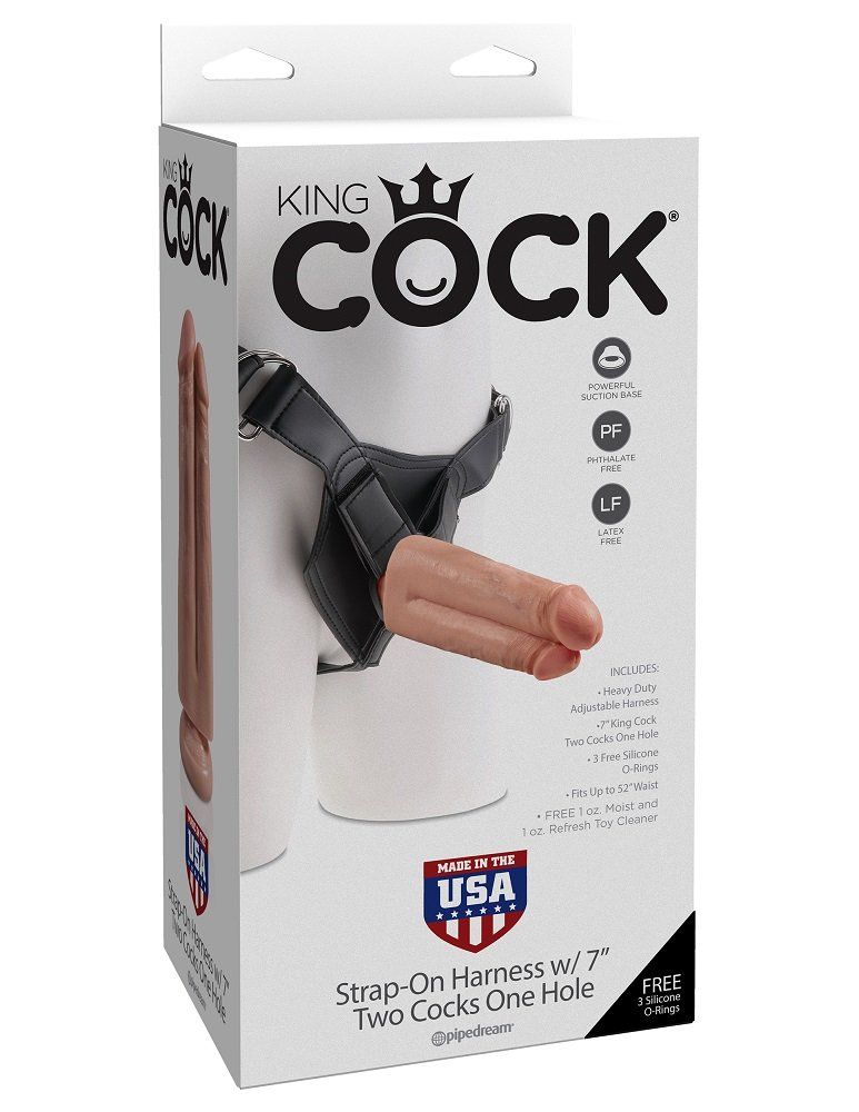 When you want your strap-on experience to fulfill your fanta... King Cock - Harness 7″ Two Cocks One Hole - Flesh photo-9