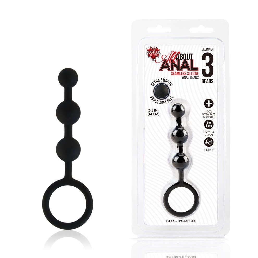 Take your anal play up a notch with the All About Anal line ... Hustler - Silicone Anal Beads 3 Balls - Black photo