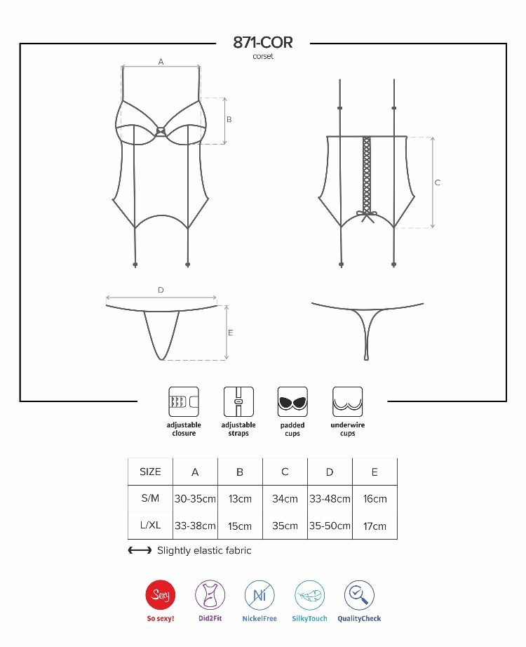 Obsessive - 871-COR-2 Corset & Thong - White - S/M photo-9