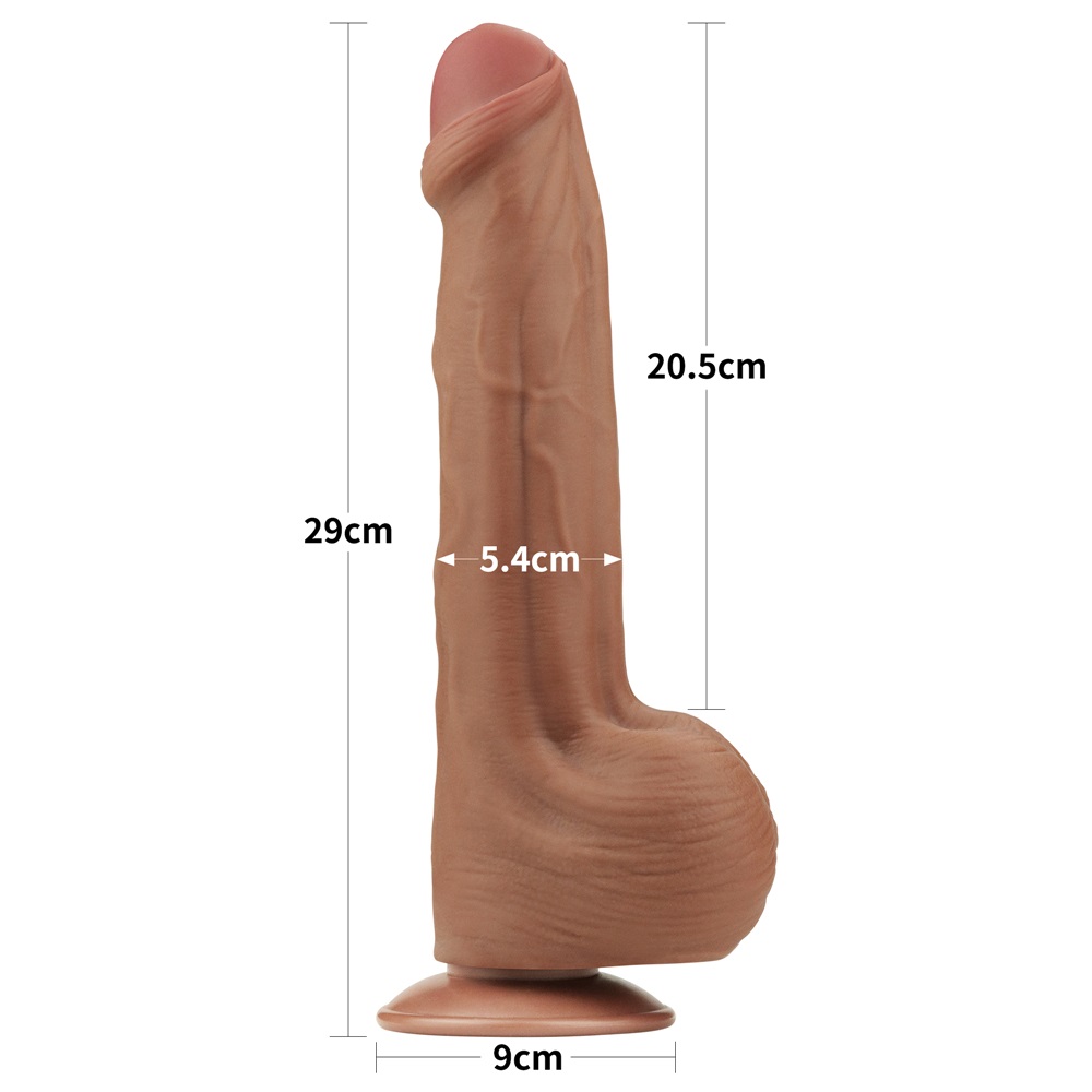 Made of realistic dual-layer sliding-skin material for Iifel... Lovetoy - 11.5" Sliding Skin Dildo - Brown photo-11
