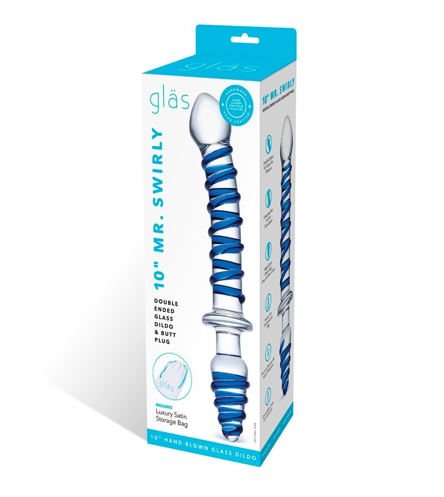 Glas - 10″ Mr. Swirly Double Ended Glass Dildo & Butt Plug photo-5