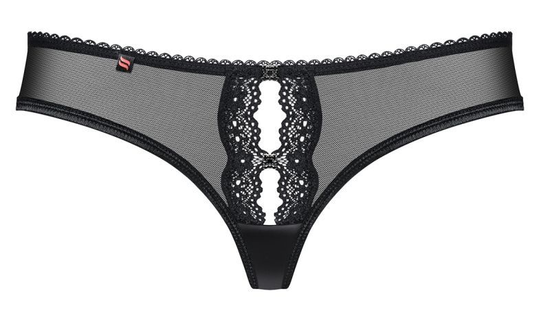 Unique details on the front and subtle gloss on your derrier... Obsessive - 868-PAN-1 Panties - Black - S/M photo-7