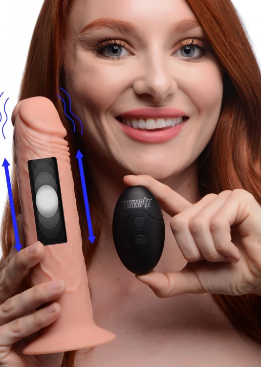 Thump It - 7X Remote Control Thumping Vibro Dildo - Skin photo-4