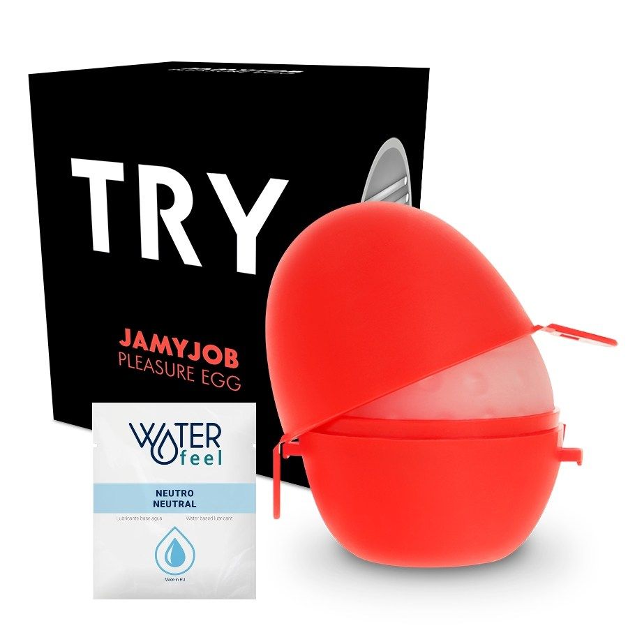 Manufactured with a medical grade elastomer that does not ca... Jamyjob - Egg Masturbator Black Version - Red photo-7