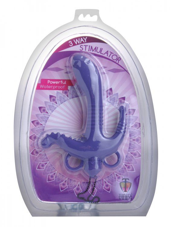 This velvety smooth pleasure probe will whisk you away to sh... Trinity Vibes - 3 Way Vibrating Silicone Stimulator - Purple photo-3