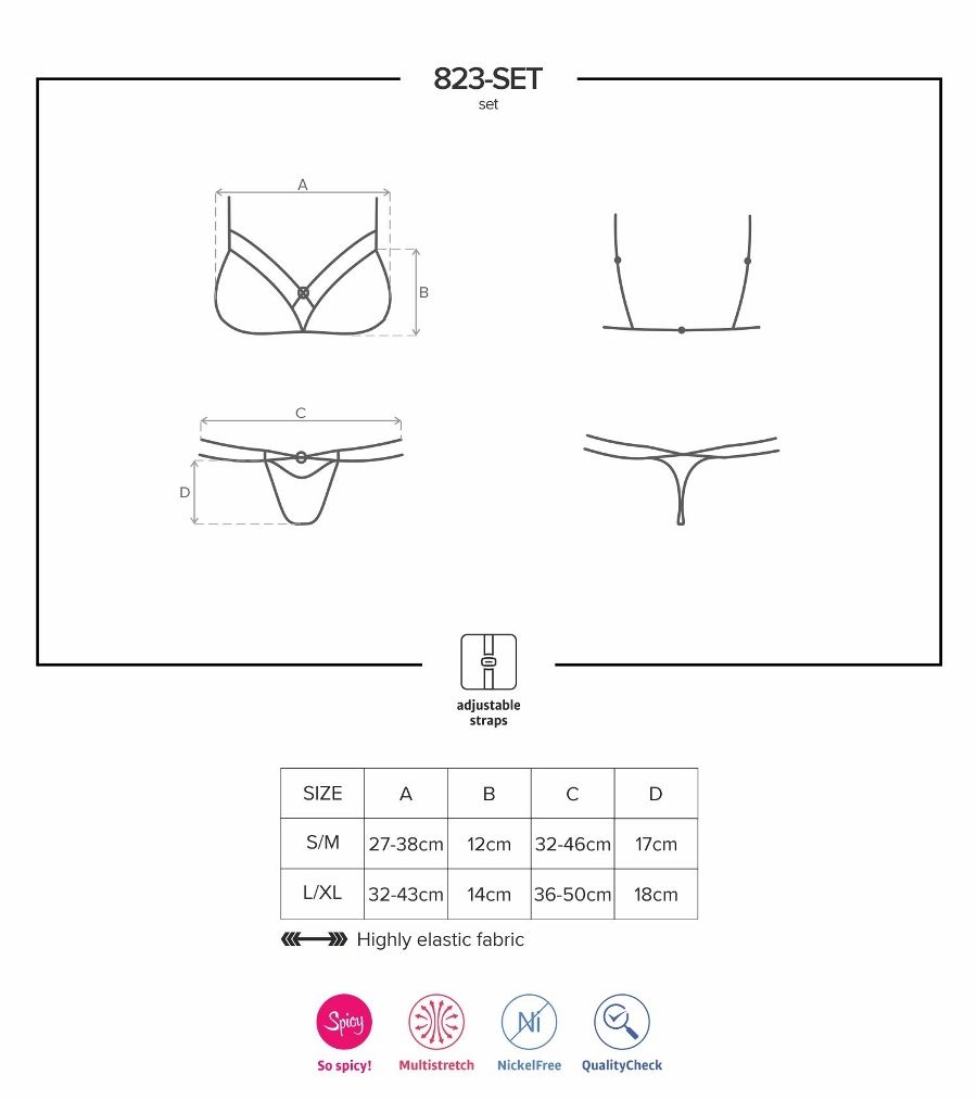 Wanna seduce your lover with something exceptionally stunnin... Obsessive - 823-SET-1 3 pcs Set - Black - S/M photo-9