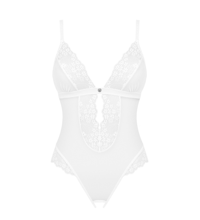If you are looking for exceptional lingerie for your wedding... Obsessive - Heavenlly Crotchless Teddy - White - XL/XXL photo-7