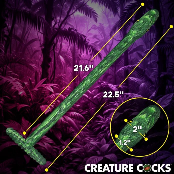 Discover untamed pleasure with the Slither Silicone Dildo! T... Creature Cocks - Slither Hose Dildo - Green photo-4