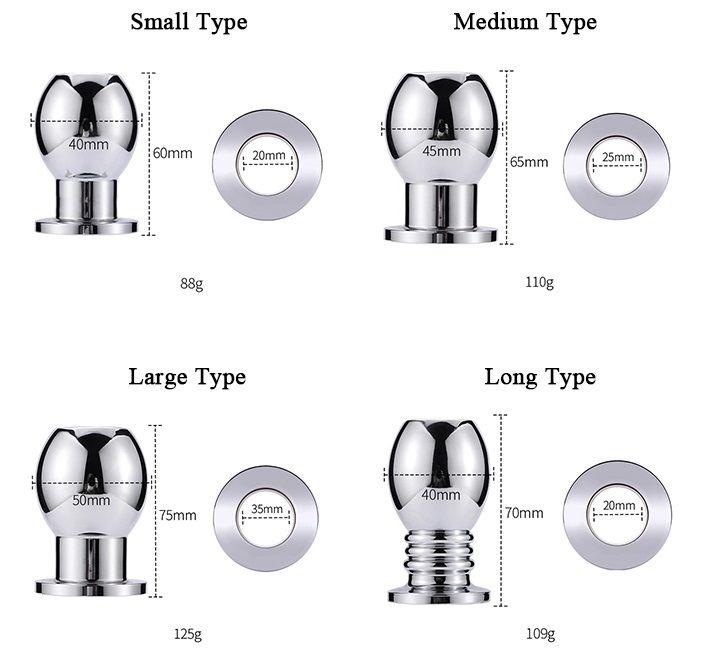 Material: aluminium alloy MT - Hollow Anal Plug 65x45mm - Silver photo-10