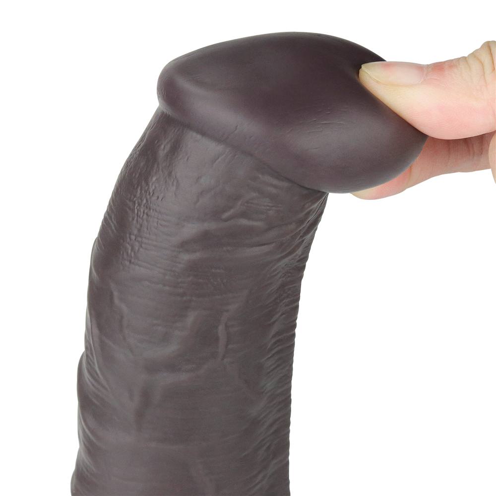 Incredibly lifelike with a dual-layered shaft and realistic ... Lovetoy - 10" Dual Layered Rotator Dildo - Brown photo-4