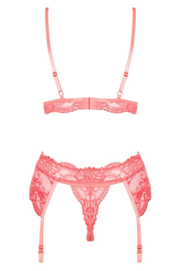 Wonderful, sensual and classy – that’s how you’ll feel in th... Obsessive - 810-SEG Set 3-pcs - Coral - S/M photo-8